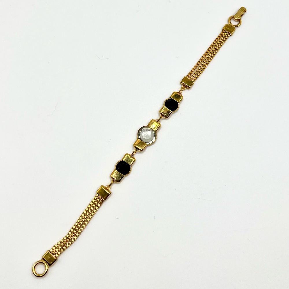 Vintage 70s Gold Tone Bezel Set Crystal Bracelet